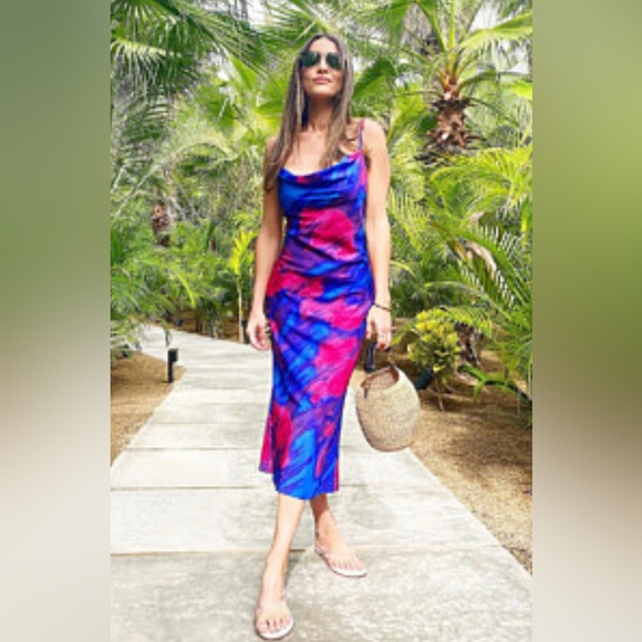 Majorelle NWOT Boston Midi Dress in Tye Dye Multi Size XS - Picture 2 of 10